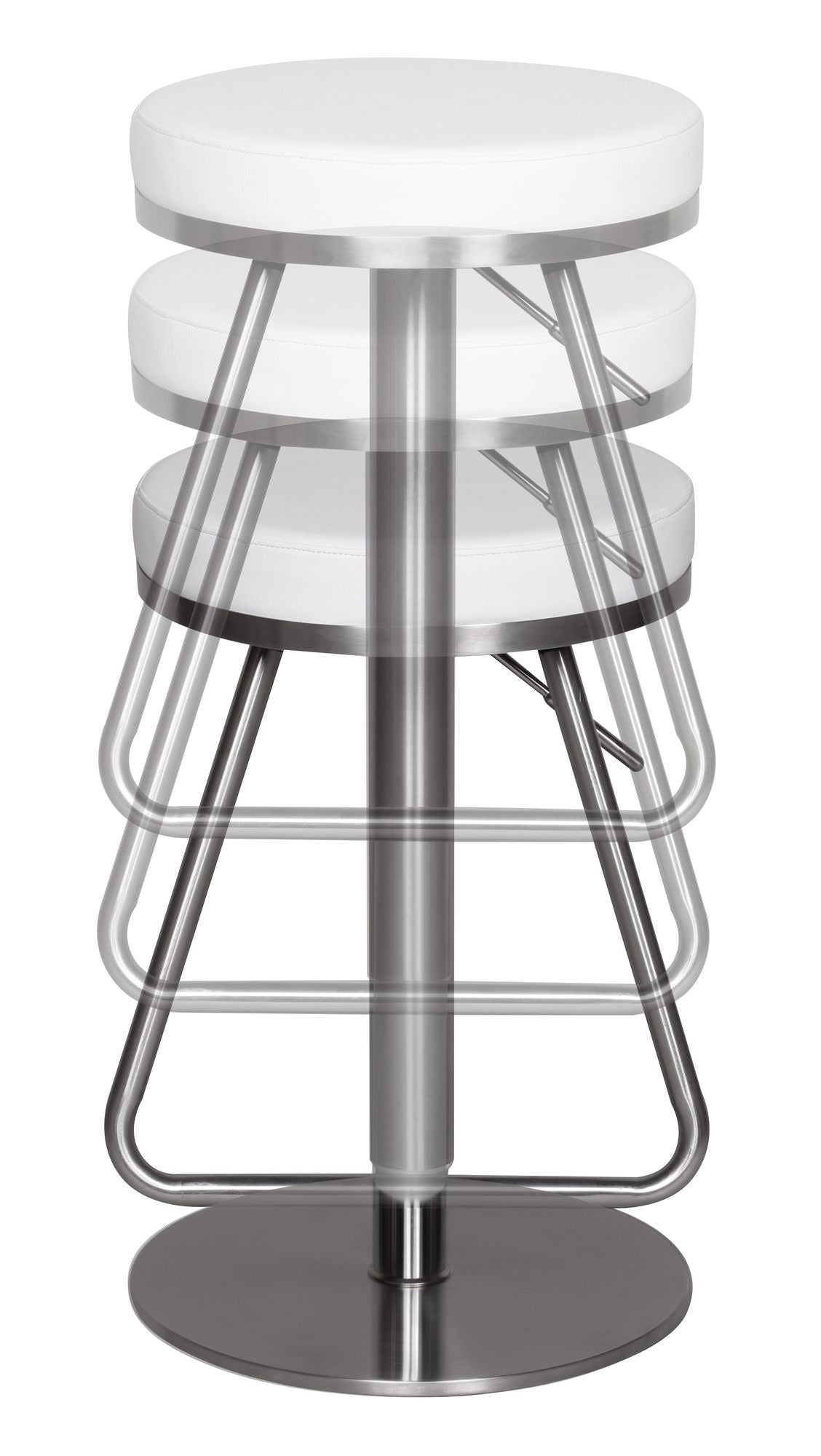 Barhocker WL1.292 Weiss Edelstahl hoehenverstellbare Sitzflaeche 54   79 cm Design Barstuhl mit Rueckenlehne Bistrohocker Barsitz Gepolstert Thekenhocker 360° Drehbar Tresenstuhl Modern