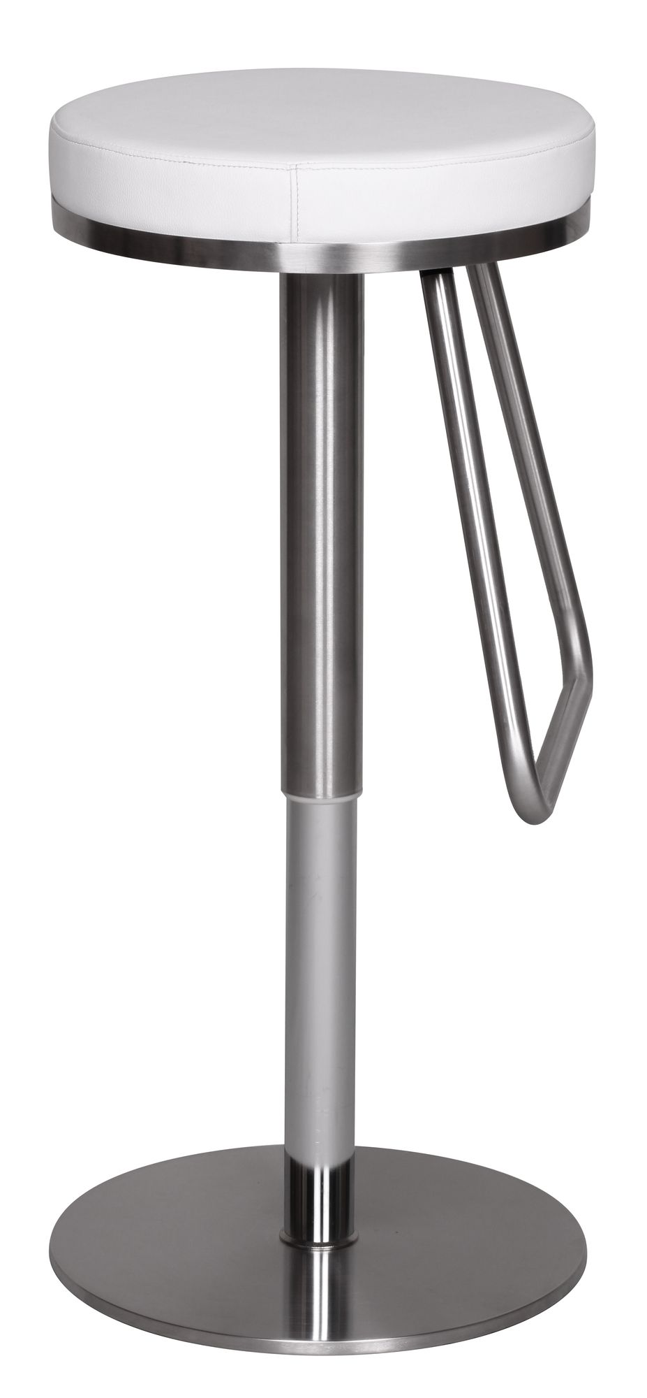 Barhocker WL1.292 Weiss Edelstahl hoehenverstellbare Sitzflaeche 54 79 cm Design Barstuhl mit Rueckenlehne Bistrohocker Barsitz Gepolstert Thekenhocker 360Â° Drehbar Tresenstuhl Modern