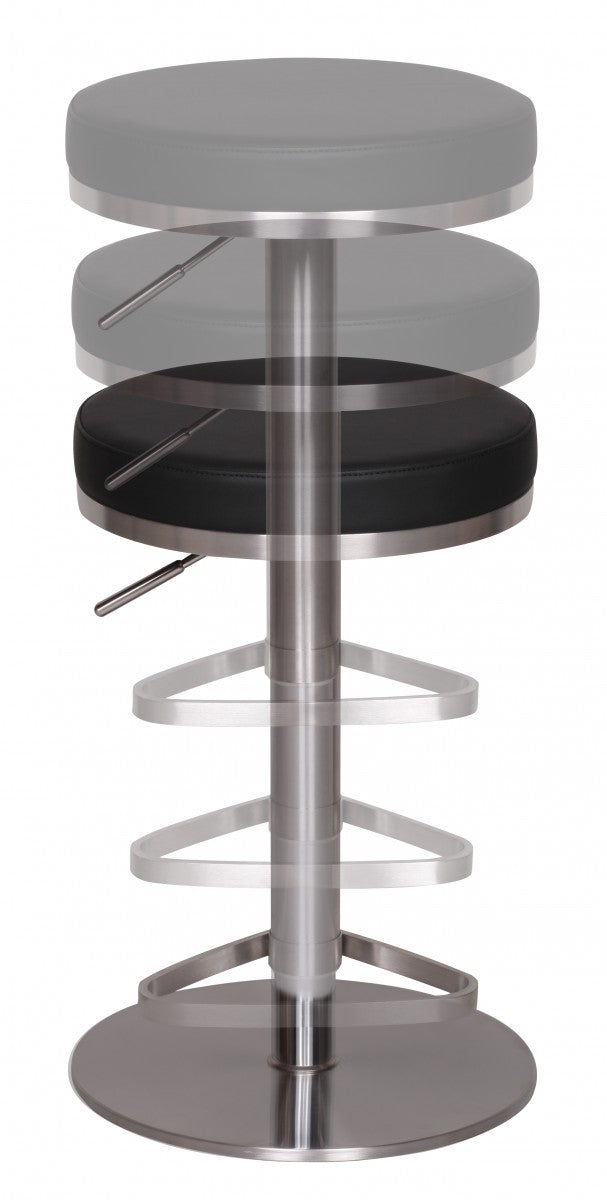 Barhocker WL1.293 Schwarz Edelstahl hoehenverstellbare Sitzhoehe 57   82 cm Barstuhl Modern 360° Drehbar Tresenhocker mit Standfuss Design Bistrohocker Hoch Tresenstuhl Sitz Gepolstert