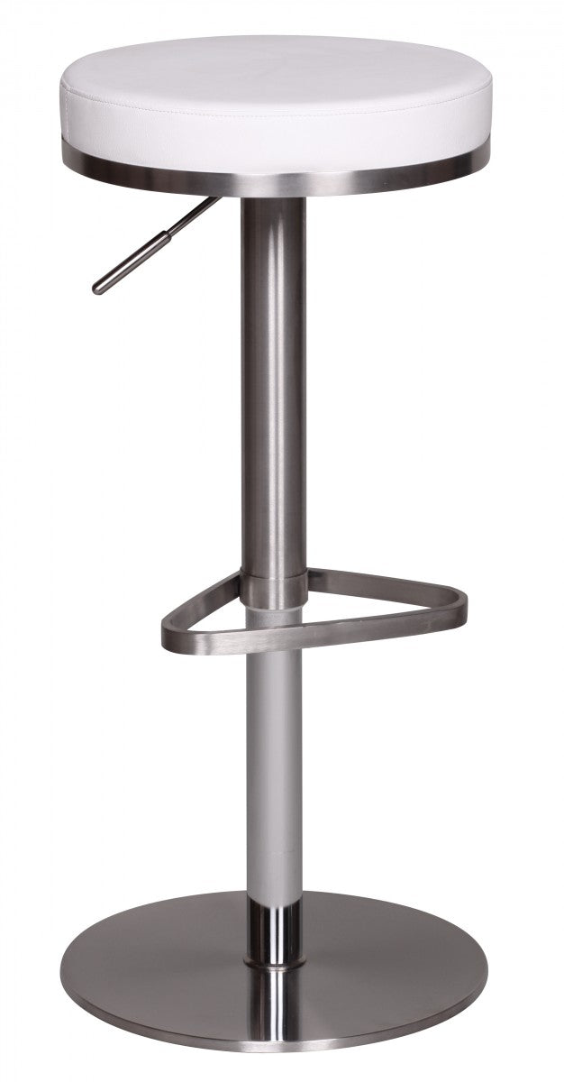Barhocker WL1.294 Weiss Edelstahl hoehenverstellbare Sitzhoehe 57 82 cm Barstuhl Modern 360Â° Drehbar Tresenhocker mit Standfuss Design Bistrohocker Hoch Tresenstuhl Sitz Gepolstert