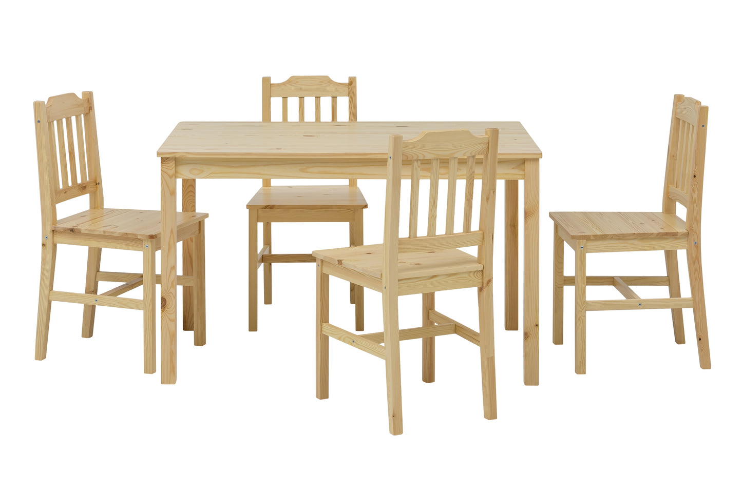 Essgruppe bestehend aus 1 Tisch und 4 Stuehlen Masse des Tischs  118x75x73 cm Masse der Stuehle 41x42x86 cm Sitzhoehe 45 cm