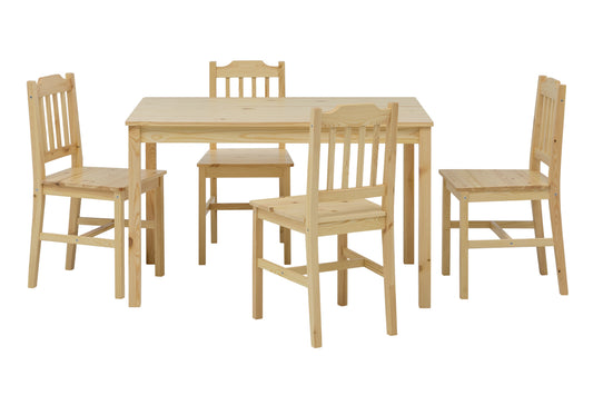 Essgruppe bestehend aus 1 Tisch und 4 Stuehlen Masse des Tischs  118x75x73 cm Masse der Stuehle 41x42x86 cm Sitzhoehe 45 cm