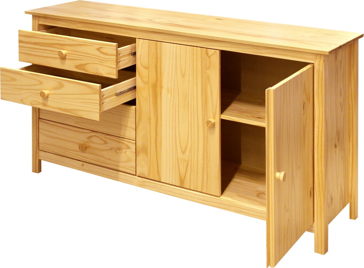 Sideboard 2 Tueren 4 Schubladen Schubladen mit Metallauszuegen 1 Boden