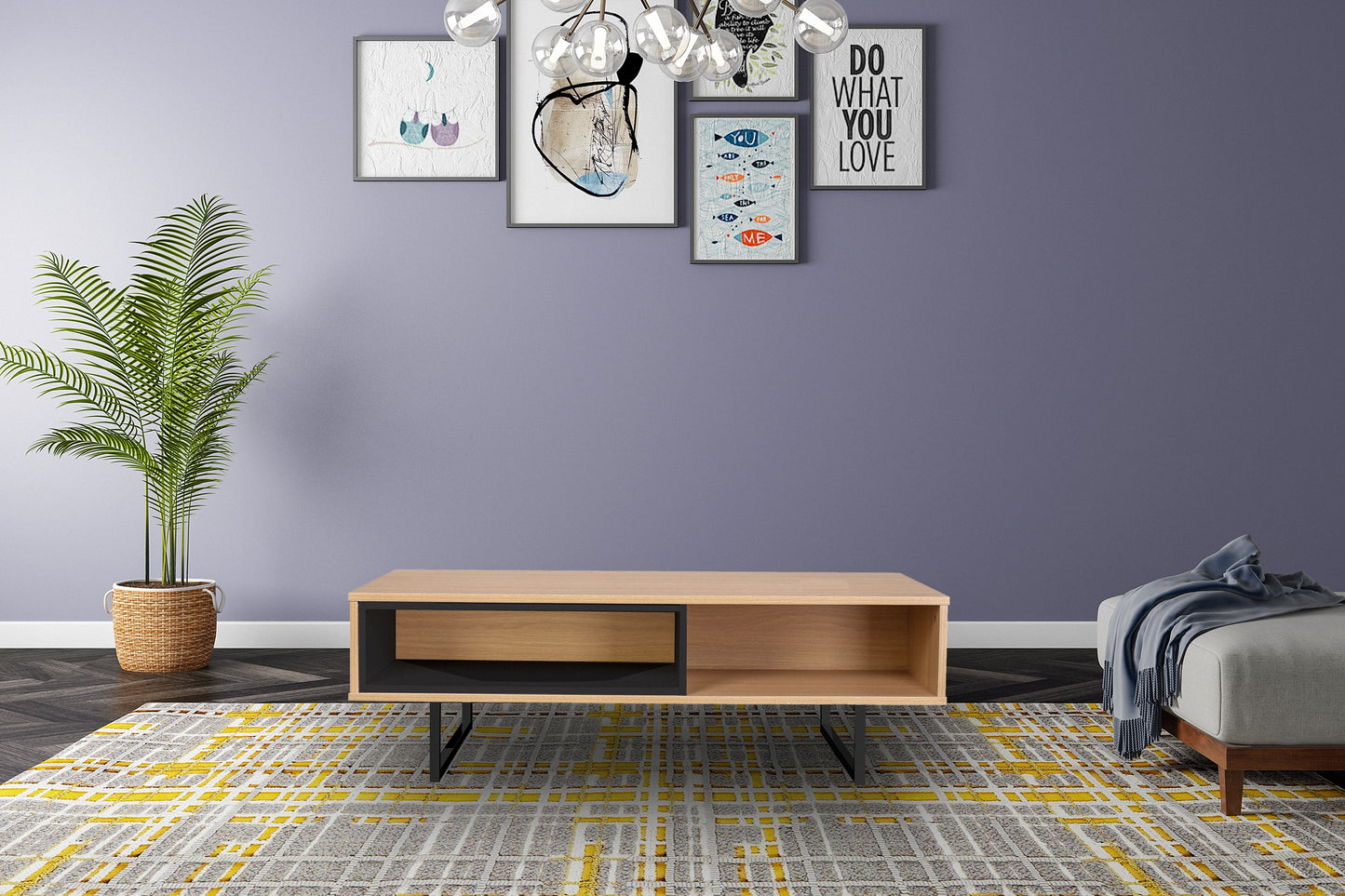 Lowboard   Couchtisch je 1 offenes Fach auf beiden Seiten -