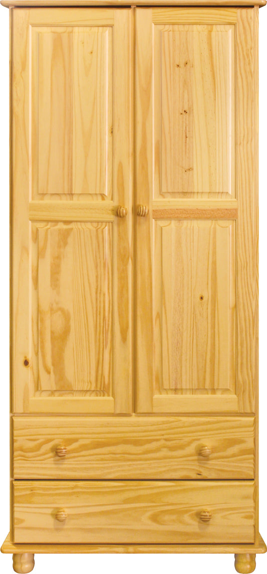 Kleiderschrank 2 Tueren 2 Schubladen links 1 Kleiderstange rechts 3 Boeden