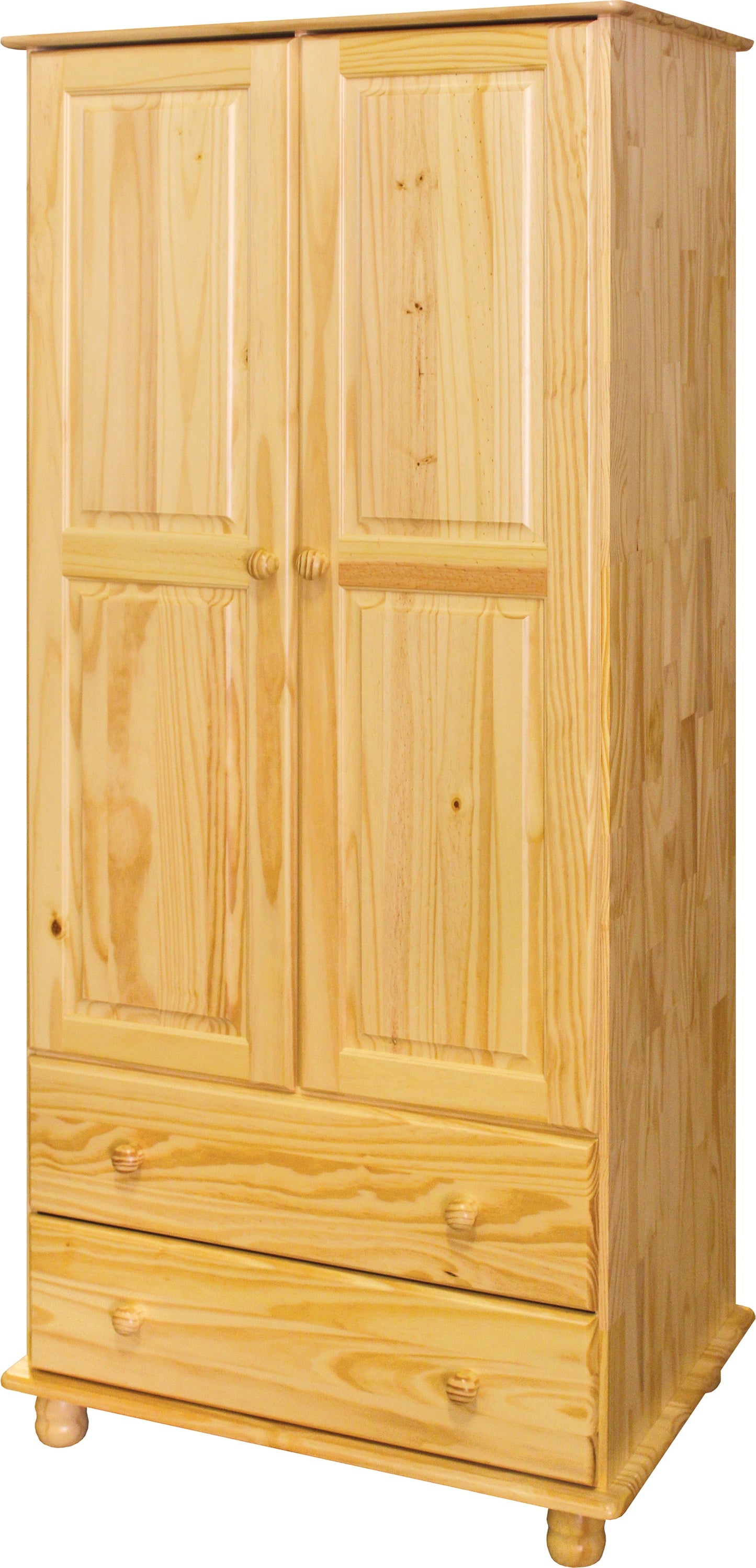 Kleiderschrank 2 Tueren 2 Schubladen links 1 Kleiderstange rechts 3 Boeden