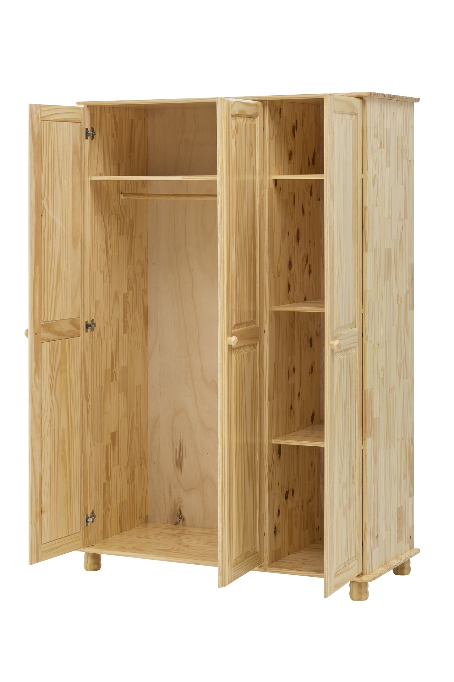 Kleiderschrank 3 Tueren links 1 Kleiderstange und Boeden rechts 3 variable Boeden