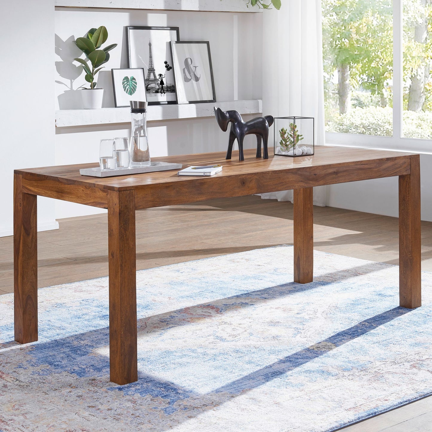 Esstisch MUMBAI Massivholz Sheesham 120 cm Esszimmer Tisch Holztisch Design Kuechentisch Landhaus Stil dunkel braun