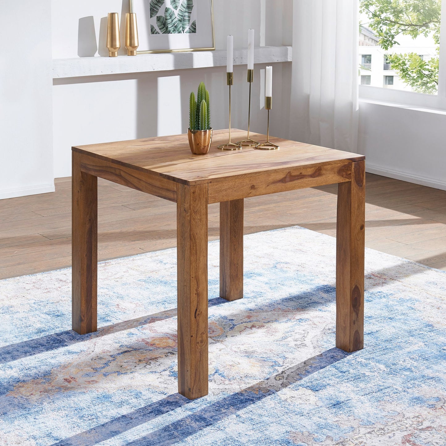 Esstisch MUMBAI Massivholz Sheesham 80 cm Esszimmer Tisch Holztisch Design Kuechentisch Landhaus Stil dunkel braun