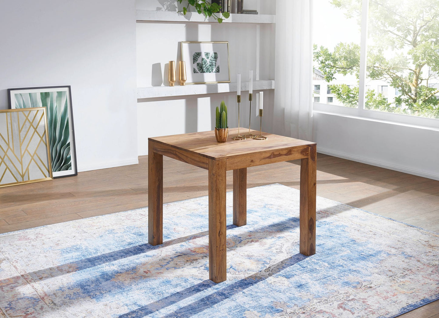 Esstisch MUMBAI Massivholz Sheesham 80 cm Esszimmer Tisch Holztisch Design Kuechentisch Landhaus Stil dunkel braun