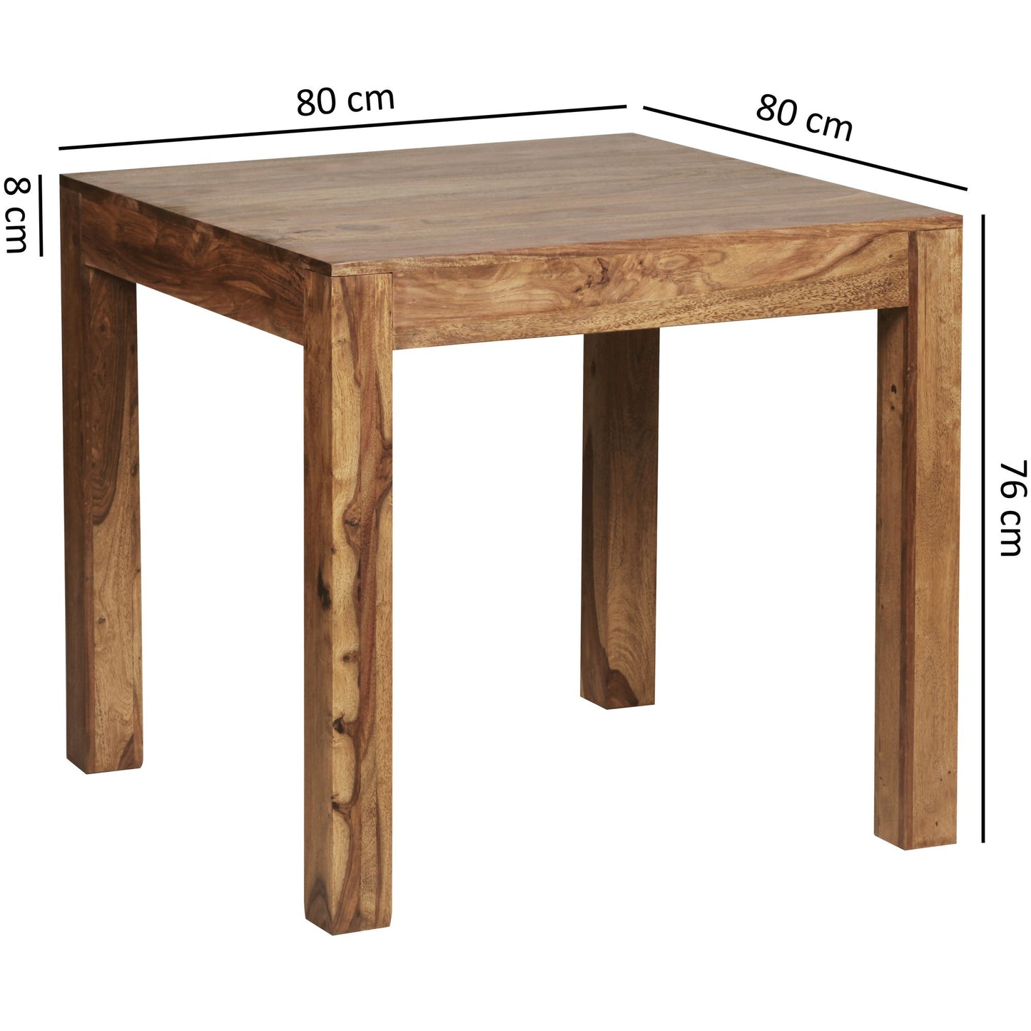 Esstisch MUMBAI Massivholz Sheesham 80 cm Esszimmer Tisch Holztisch Design Kuechentisch Landhaus Stil dunkel braun