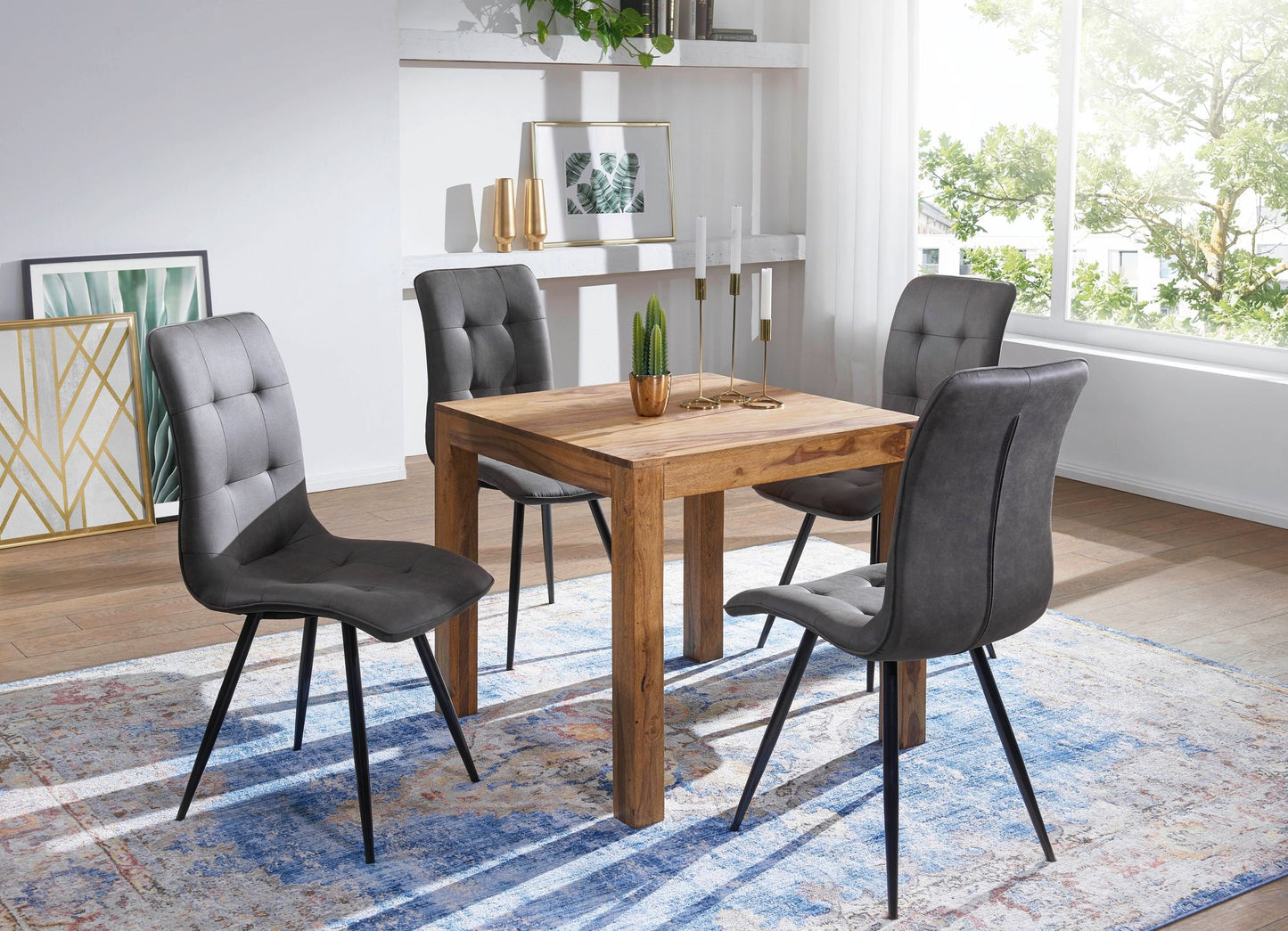 Esstisch MUMBAI Massivholz Sheesham 80 cm Esszimmer Tisch Holztisch Design Kuechentisch Landhaus Stil dunkel braun
