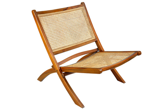 Relaxchair Rattan Klappbar Rahmen Teak Sitzflaeche und Rueckenlehne Rattan Sitzhoehe vorne 38 cm hinten 23 cm