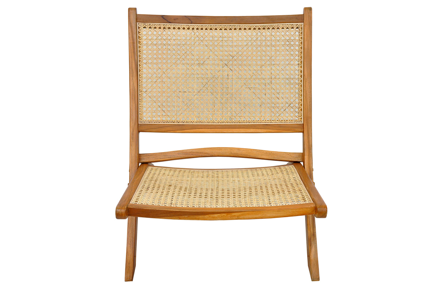 Relaxchair Rattan Klappbar Rahmen Teak Sitzflaeche und Rueckenlehne Rattan Sitzhoehe vorne 38 cm hinten 23 cm