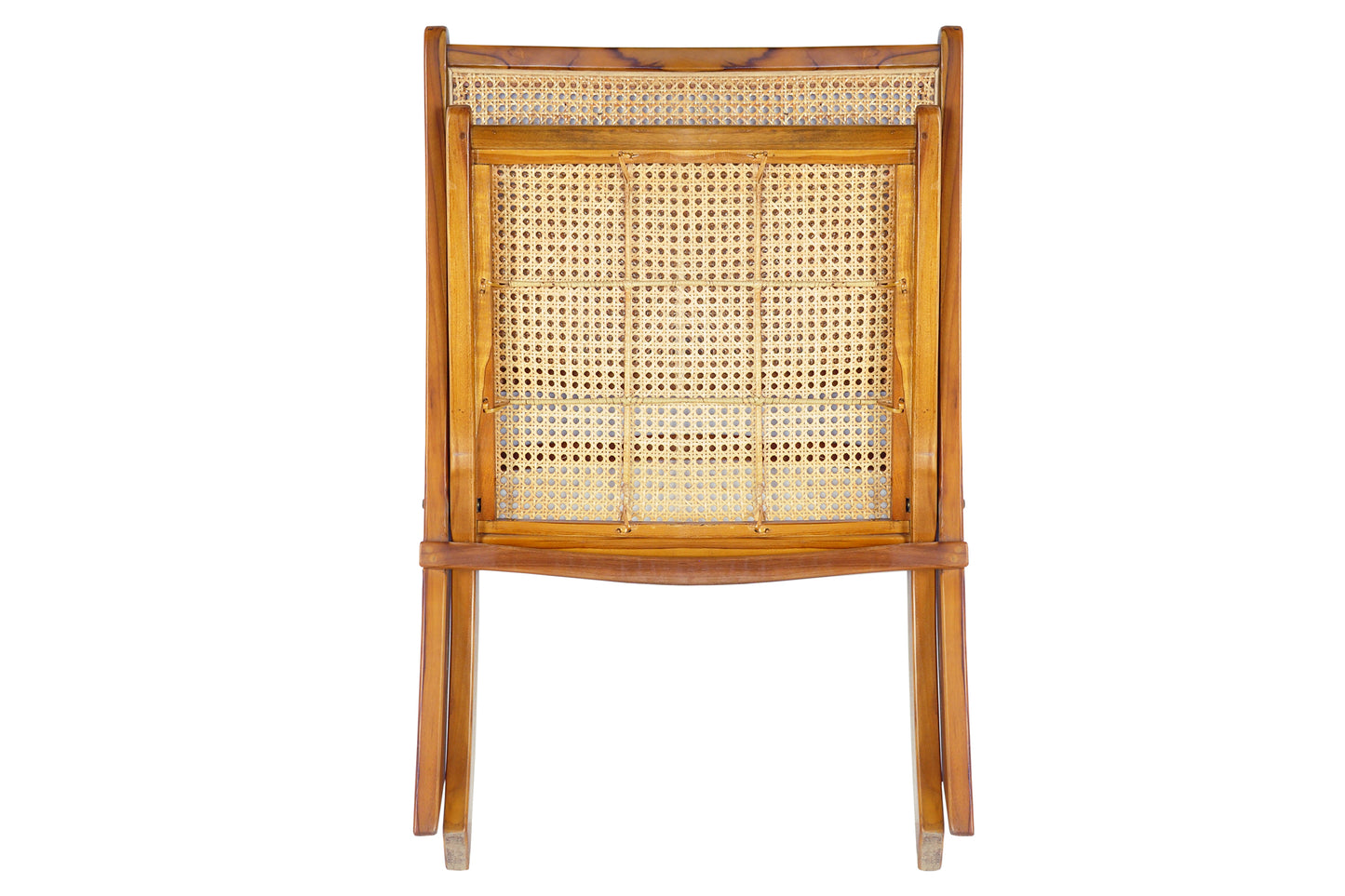 Relaxchair Rattan Klappbar Rahmen Teak Sitzflaeche und Rueckenlehne Rattan Sitzhoehe vorne 38 cm hinten 23 cm