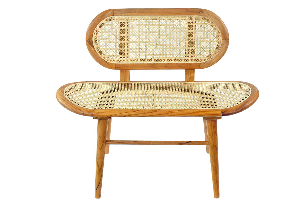Bank klein Rattan Bank klein aus Rattan Rahmen Teak Sitzhoehe 46 cm – Wohnmomentum