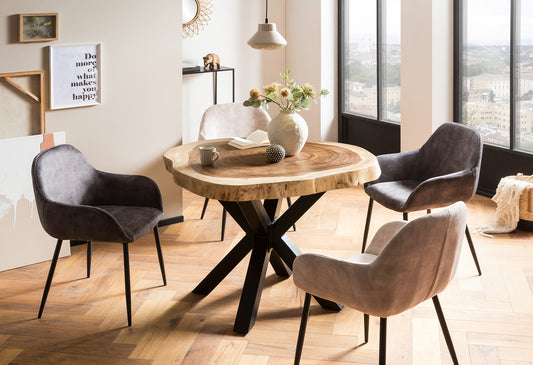 Tisch 100x100 cm Platte oval Gestell sternfoermig schwarz Bestehend aus Platte 07997-14 + Gestell 07109-11 Ø Tischplatte ca  100 cm Plattenstaerke 80 mm Holz klar lackiert