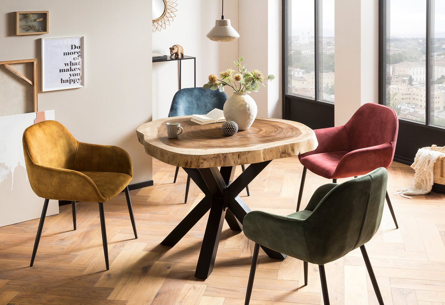 Tisch 100x100 cm Platte oval Gestell sternfoermig schwarz Bestehend aus Platte 07997-14 + Gestell 07109-11 Ø Tischplatte ca  100 cm Plattenstaerke 80 mm Holz klar lackiert