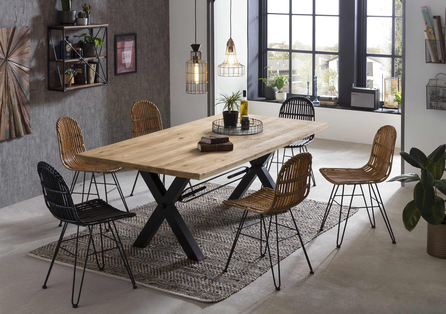 Tisch 180x100 cm mit X-Gestell Plattenstaerke 20 mm auf 40 mm aufgedoppelt