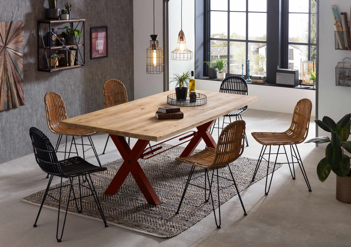 Tisch 180x100 cm mit X-Gestell Plattenstaerke 20 mm auf 40 mm aufgedoppelt