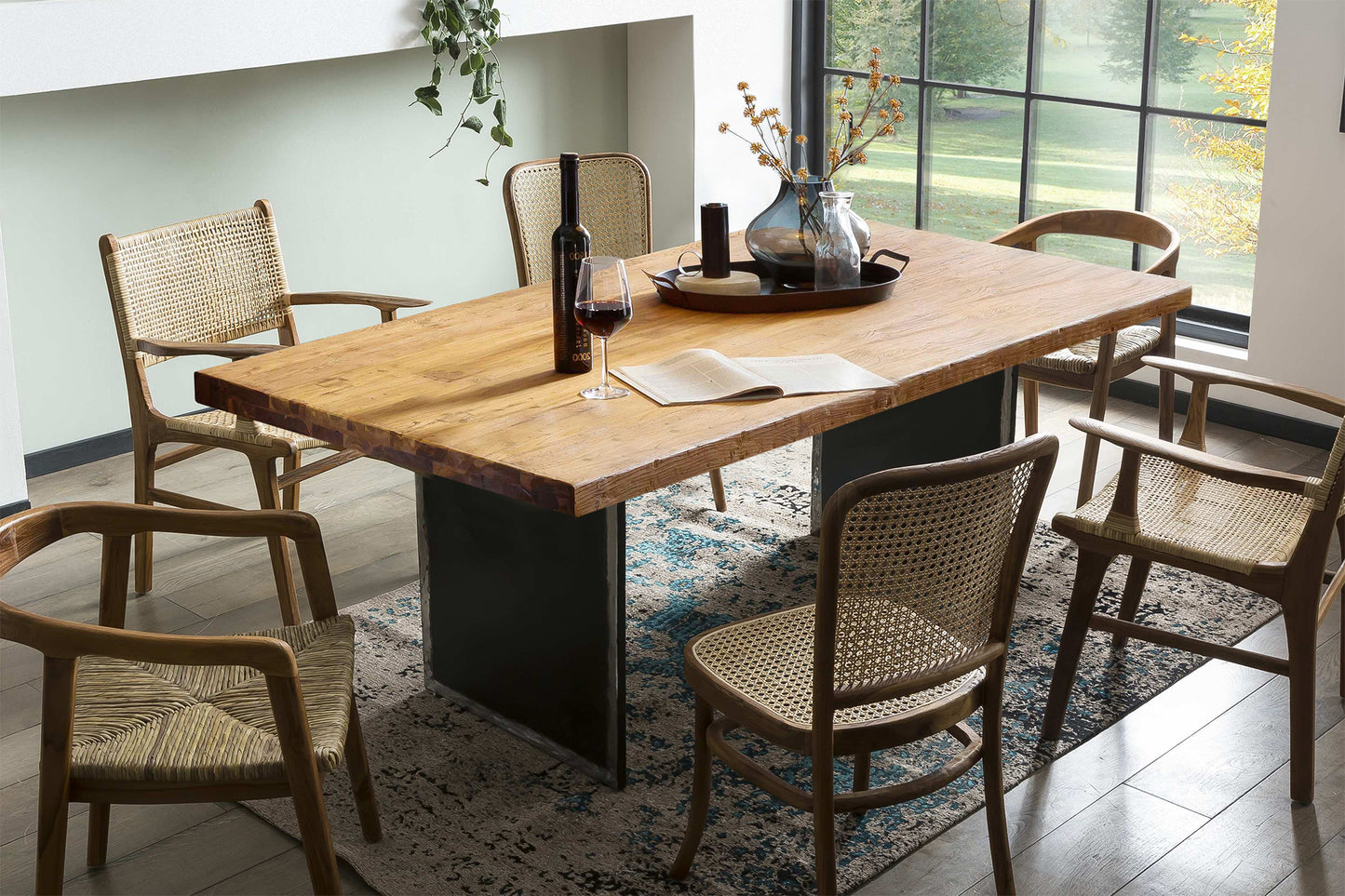 Tisch 200x100 cm Teak natur Plattenstaerke 50 mm   Gestell im Used Look Bestehend aus Gestell 07114-42 + Tischplatte 07131-01 Plattenstaerke 20 mm aufgedoppelt auf 50 mm Gestell  Breite der Wangen 2 cm
