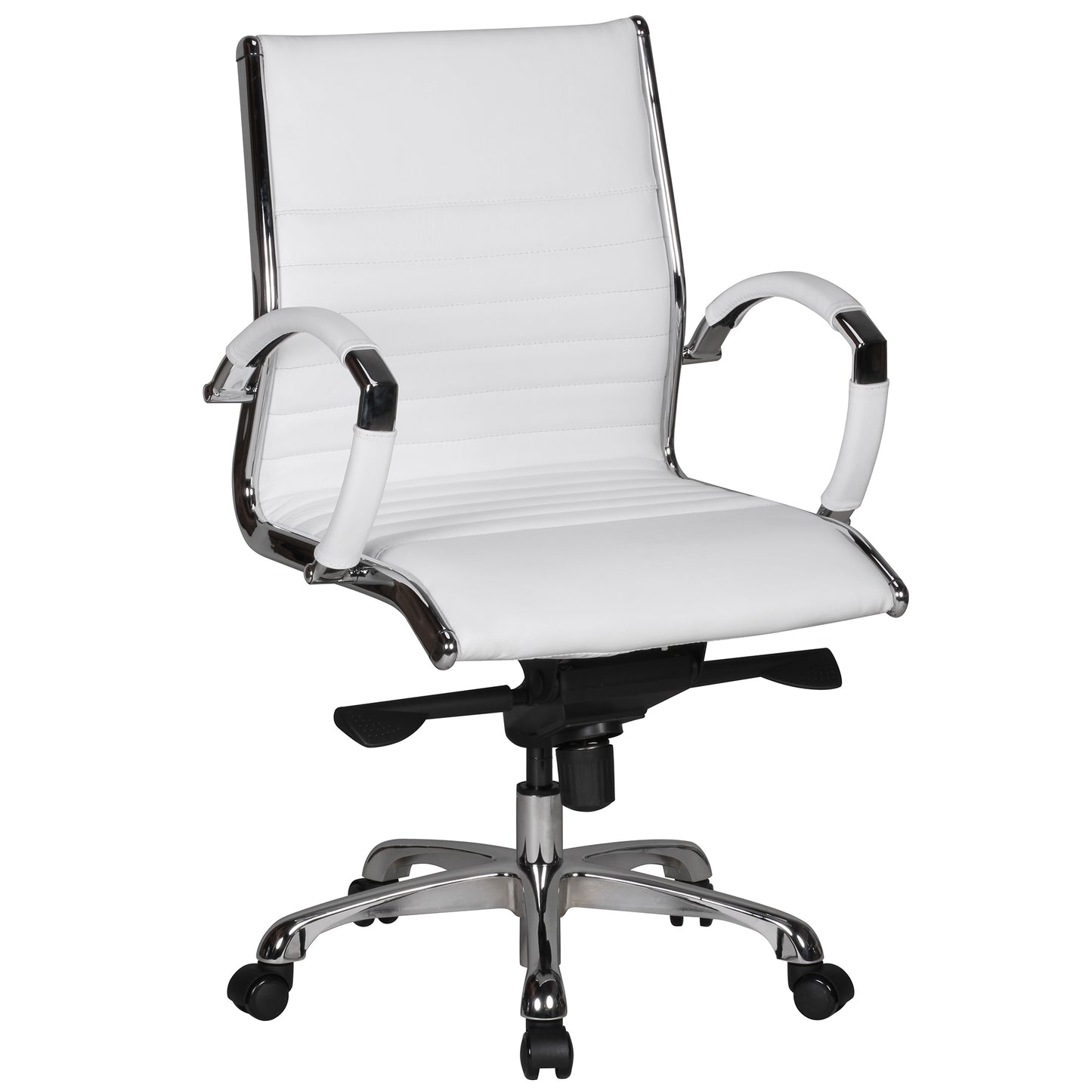 Buerostuhl SALZBURG 2 Bezug Echtleder Weiss Design Schreibtischstuhl mal mal L 120kg hoehenverstellbar ergonomisch mit Armlehnen niedrige Rueckenlehne Wippfunktion