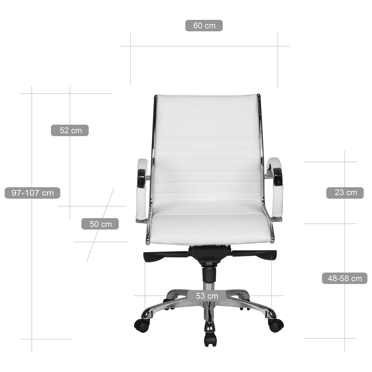 Buerostuhl SALZBURG 2 Bezug Echtleder Weiss Design Schreibtischstuhl  mal   mal L 120kg hoehenverstellbar ergonomisch mit Armlehnen niedrige Rueckenlehne Wippfunktion