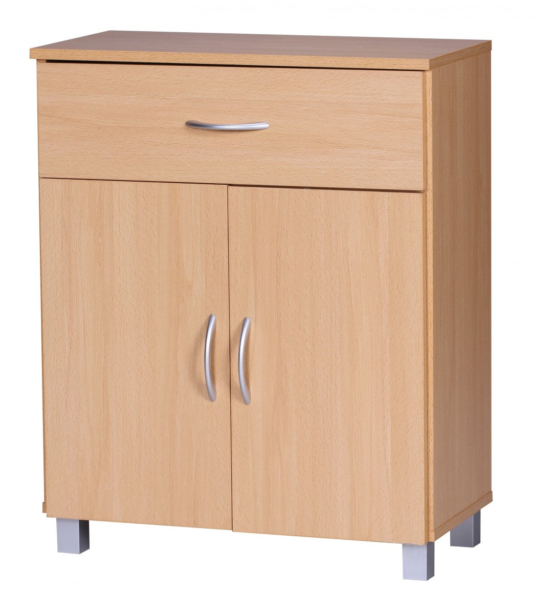 Sideboard Buche WL1.335 60 mal 75 mal 30cm Kommode mit Schublade und Tueren Kleine Moderne Anrichte Braun Design Holz Schrank Allzweckschrank mit Griffen Kleiner Flurschrank Schmal