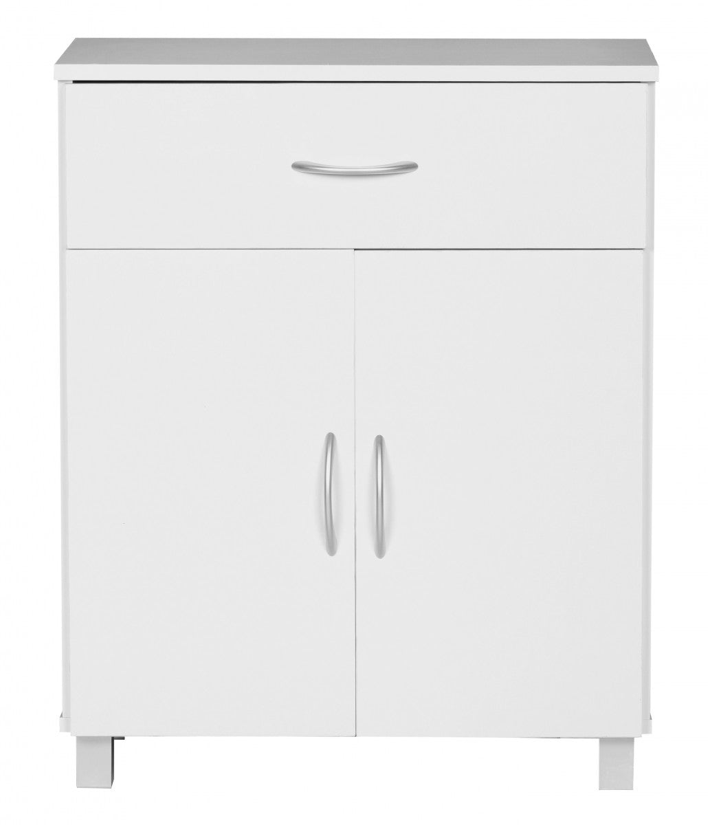 Sideboard Weiss WL1.336 60 mal 75 mal 30cm Kommode mit Schublade und Tueren Kleine Moderne Anrichte Braun Design Holz Schrank Allzweckschrank mit Griffen Kleiner Flurschrank Schmal