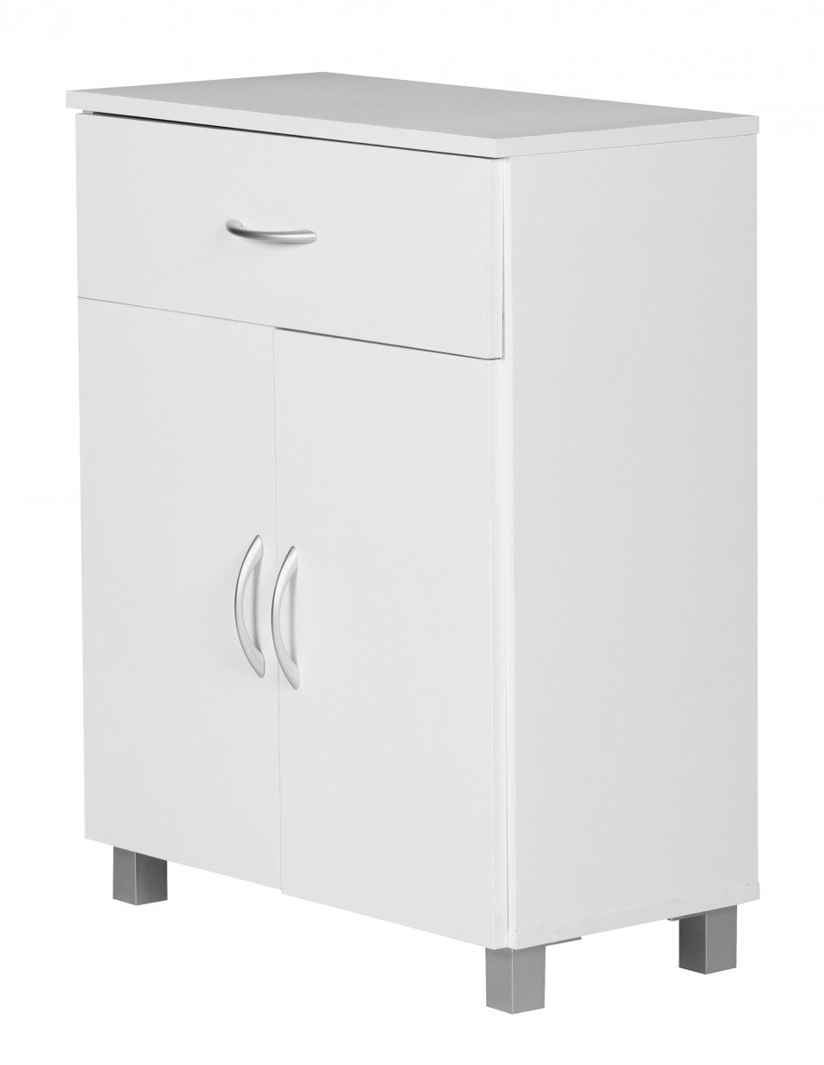 Sideboard Weiss WL1.336 60 mal 75 mal 30cm Kommode mit Schublade und Tueren Kleine Moderne Anrichte Braun Design Holz Schrank Allzweckschrank mit Griffen Kleiner Flurschrank Schmal