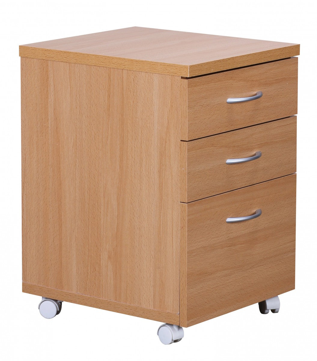 Rollcontainer OTTAWA 40 mal 60 mal 45 cm Unterschrank mit Rollen Buche Rollwagen mit Schubladen Roll Schrank Buero Kosmetikwagen Make Up Wagen Container unter Schreibtisch
