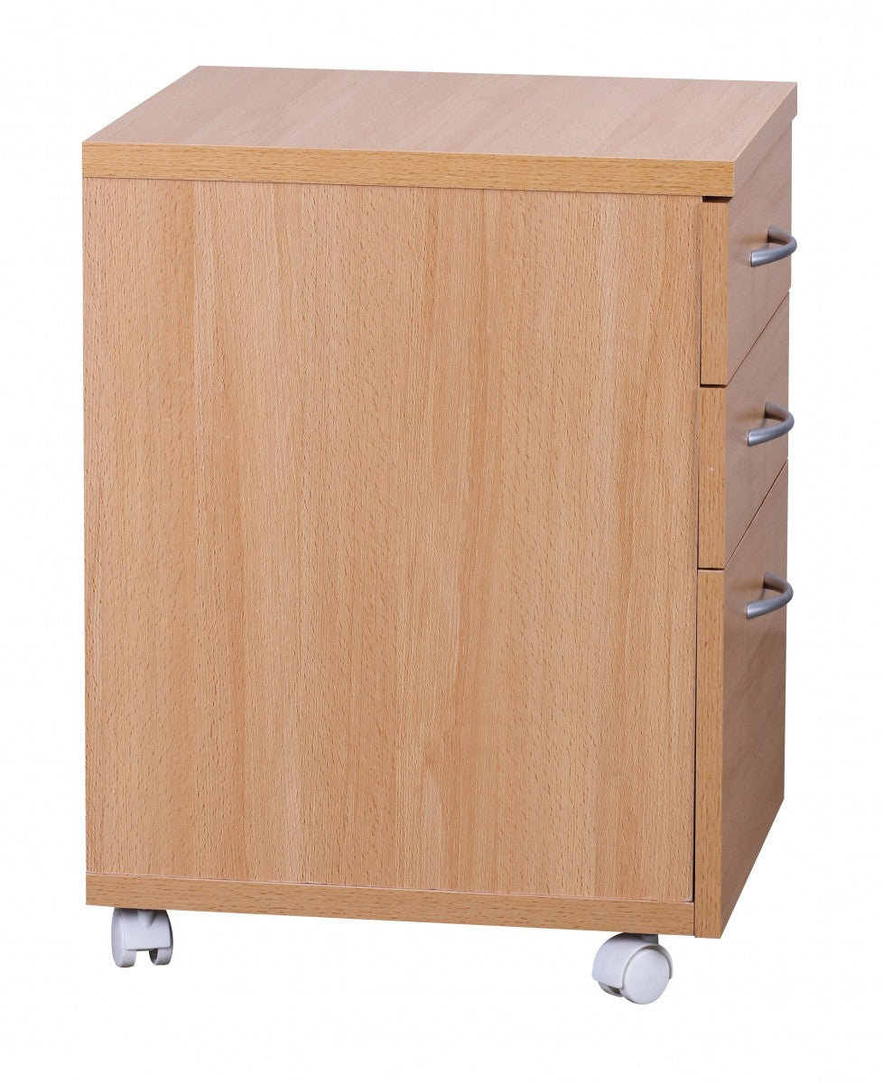 Rollcontainer OTTAWA 40 mal 60 mal 45 cm Unterschrank mit Rollen Buche Rollwagen mit Schubladen Roll Schrank Buero Kosmetikwagen Make Up Wagen Container unter Schreibtisch