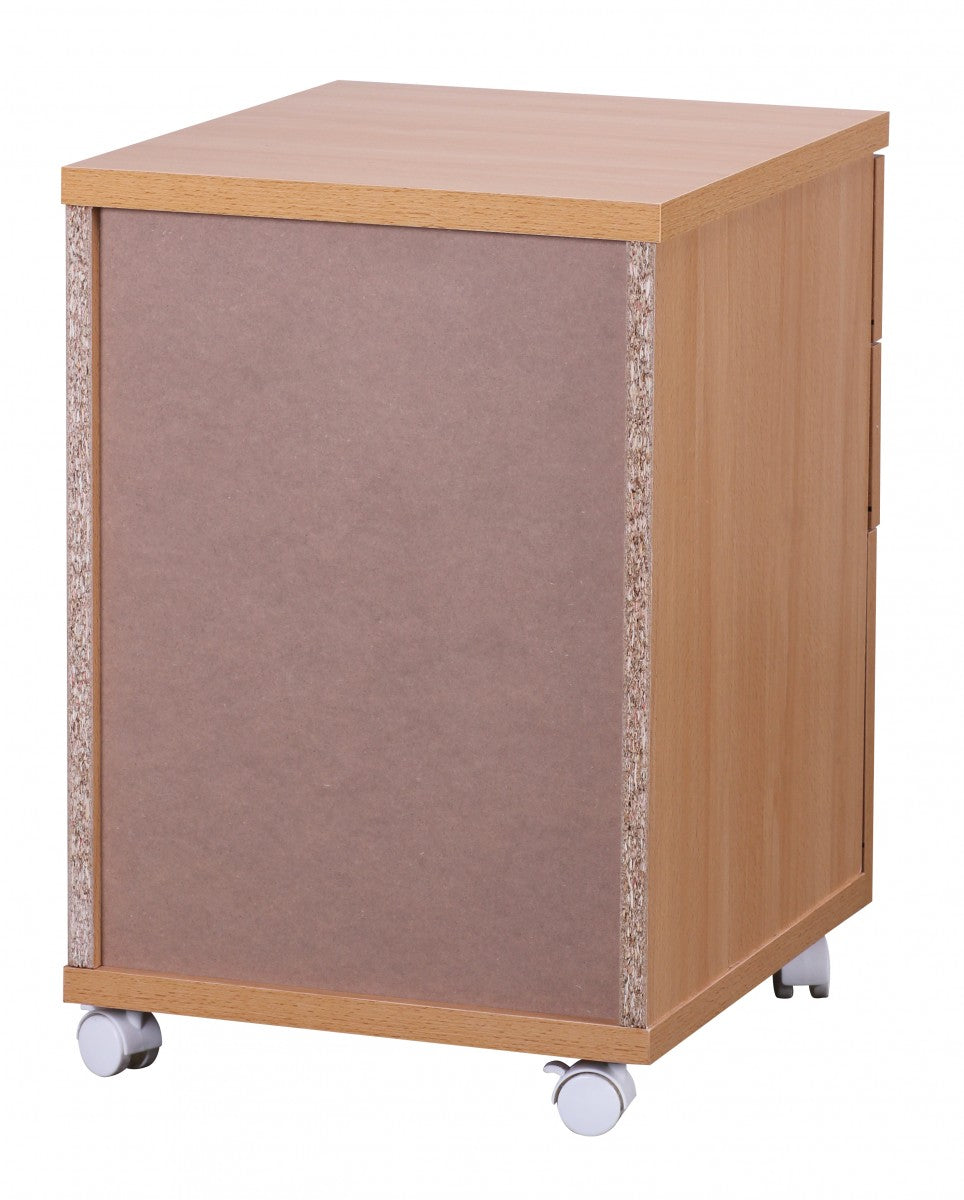Rollcontainer OTTAWA 40 mal 60 mal 45 cm Unterschrank mit Rollen Buche Rollwagen mit Schubladen Roll Schrank Buero Kosmetikwagen Make Up Wagen Container unter Schreibtisch