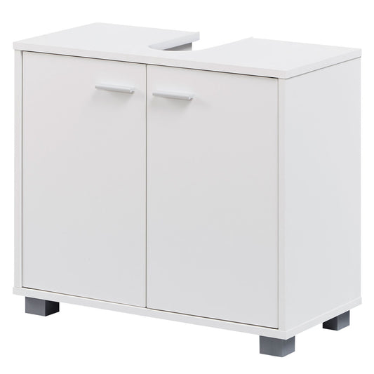 Design Waschbeckenunterschrank 60 mal 55 mal 30 cm Badunterschrank mit 2 Tueren Weiss Bad Aufbewahrung Stehend Waschtischunterschrank