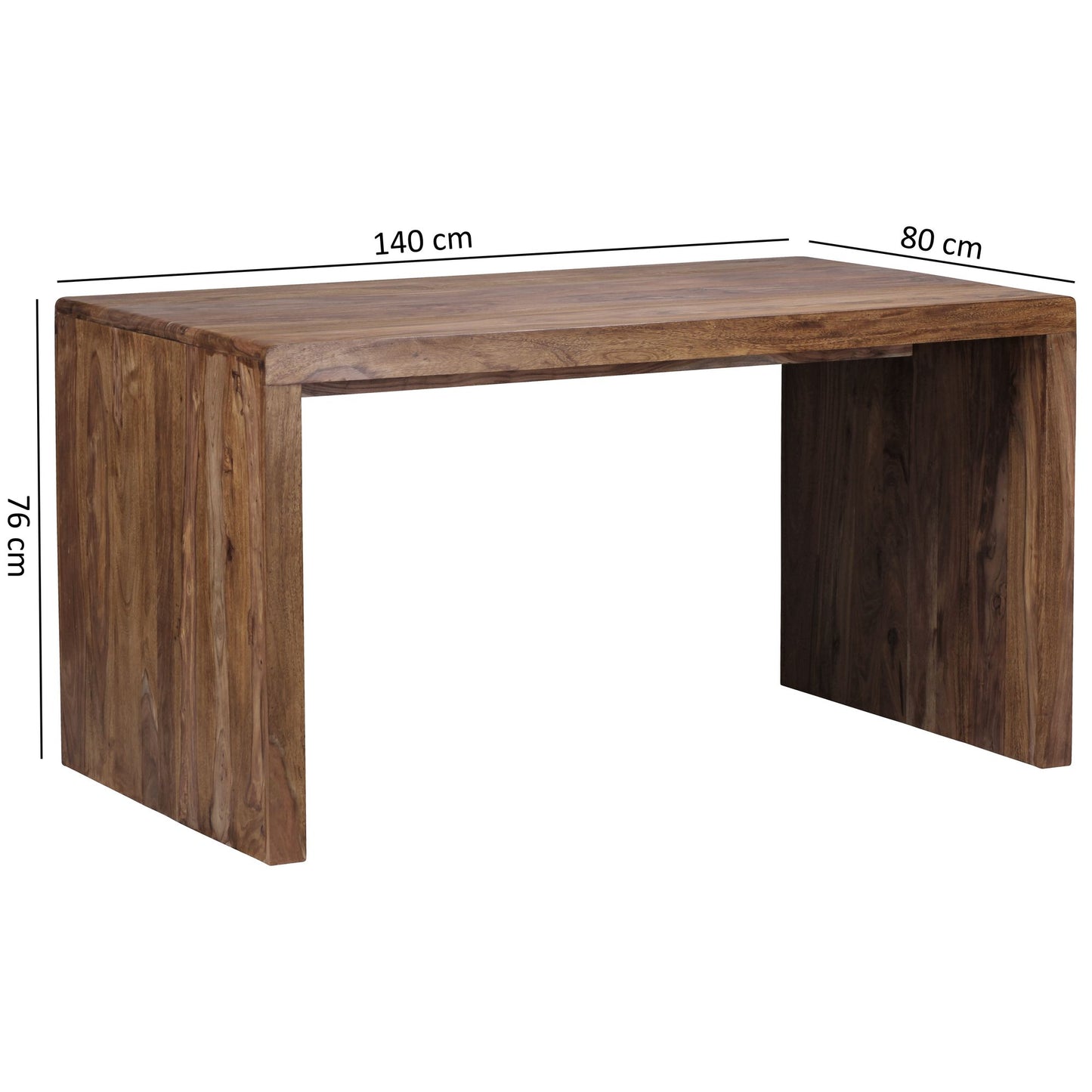 Schreibtisch BOHA Massiv Holz Sheesham Computertisch 140 cm breit Echtholz Design Ablage Buero Tisch Landhaus Stil Bueromoebel Modern Bueroeinrichtung