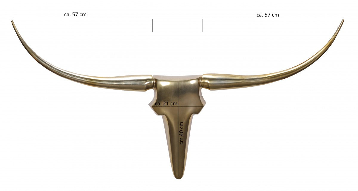 Wanddekoration Geweih Bull L 125 cm Aluminium golden