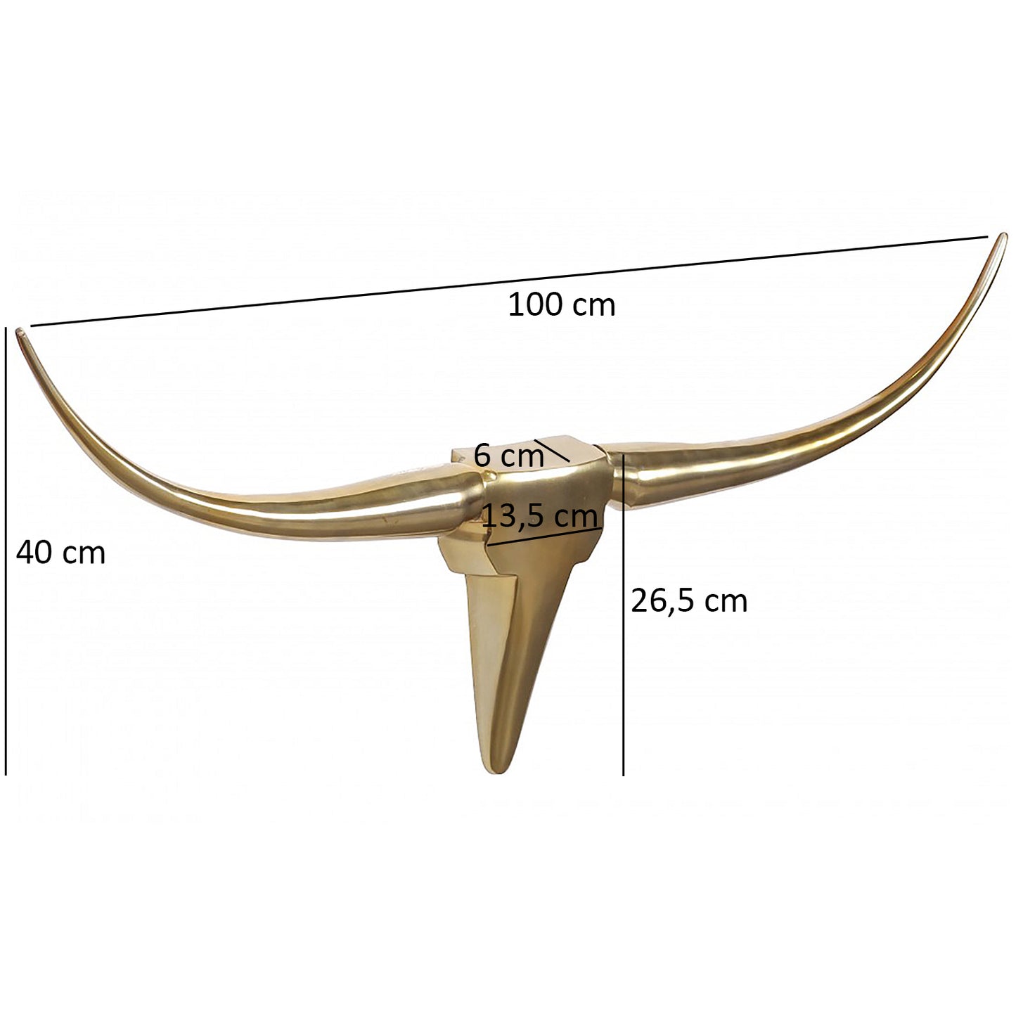 Deko Geweih Bull M WL1.392 Gold 100 cm Aluminium Design Hoerner Wanddekoration Stierkopf Horn Modern Wandskulptur Geweih Jagdtrophaee Metall Longhorn Wandschmuck Gross