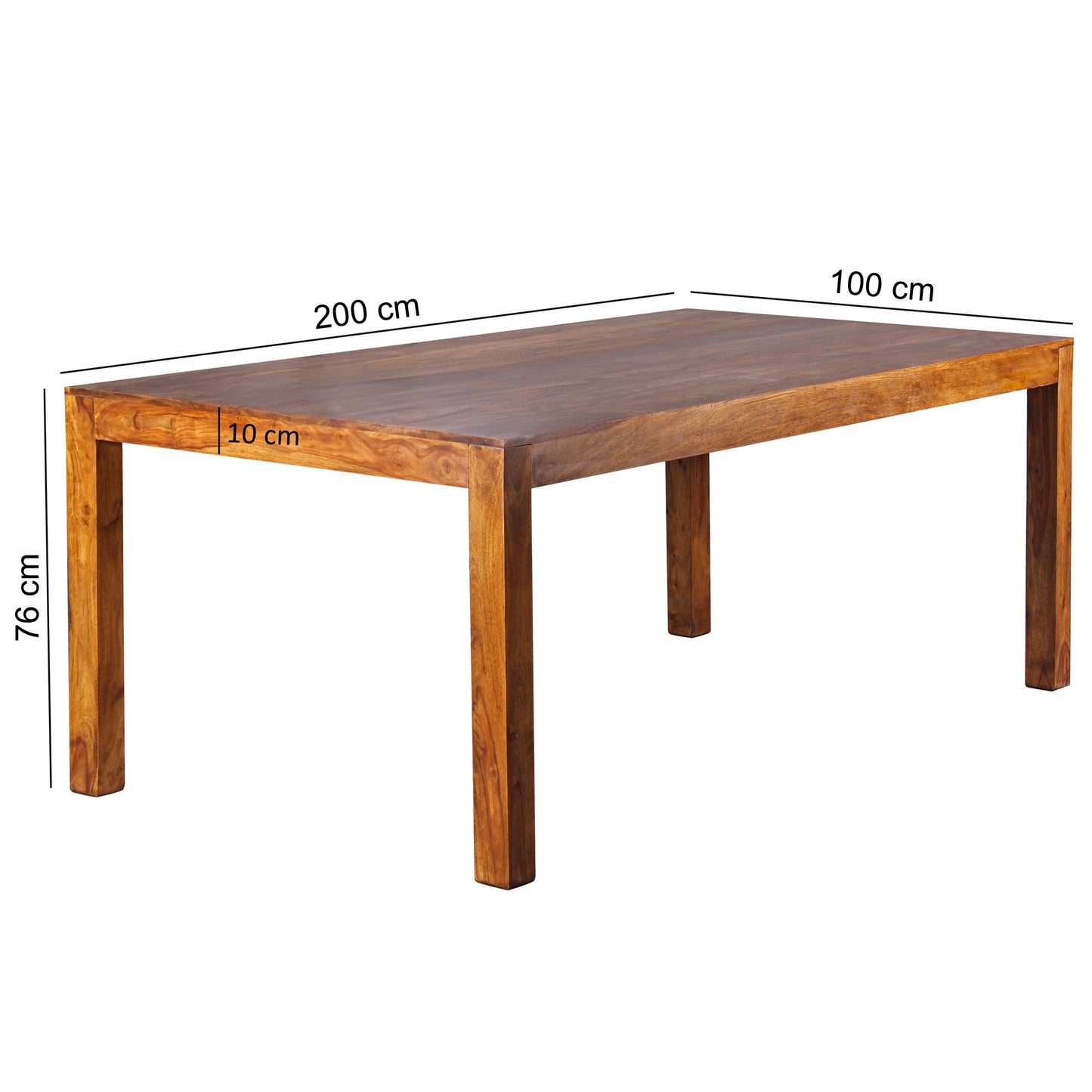 Esszimmertisch MUMBAI 200 mal 100 mal 76 cm Sheesham Massivholz Esstisch Zeitlos Kuechentisch Rechteckig Holztisch Esszimmer Schlicht Grosser Speisetisch Holz