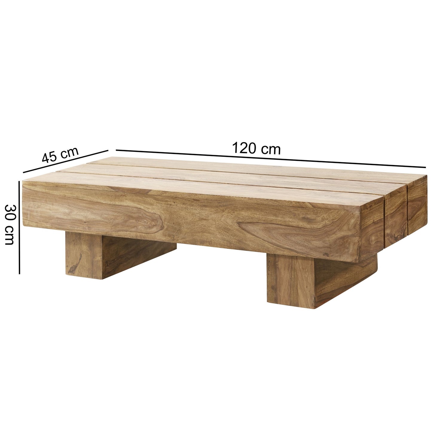 Couchtisch LUCCA Massiv Holz Akazie 120cm breit Design Wohnzimmer Tisch dunkel braun Landhaus Stil Beistelltisch