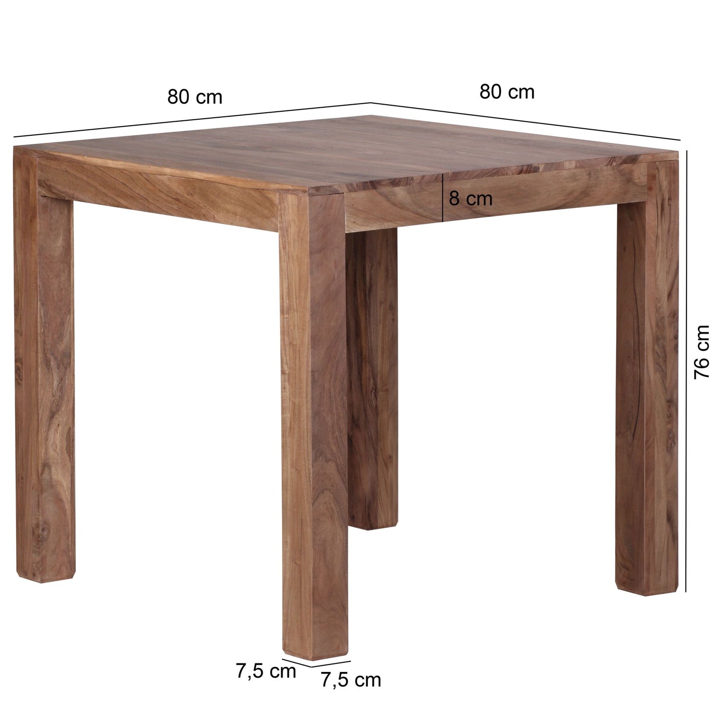 Esstisch MUMBAI Massivholz Akazie 80 cm Esszimmer Tisch Holztisch Design Kuechentisch Landhaus Stil dunkel braun