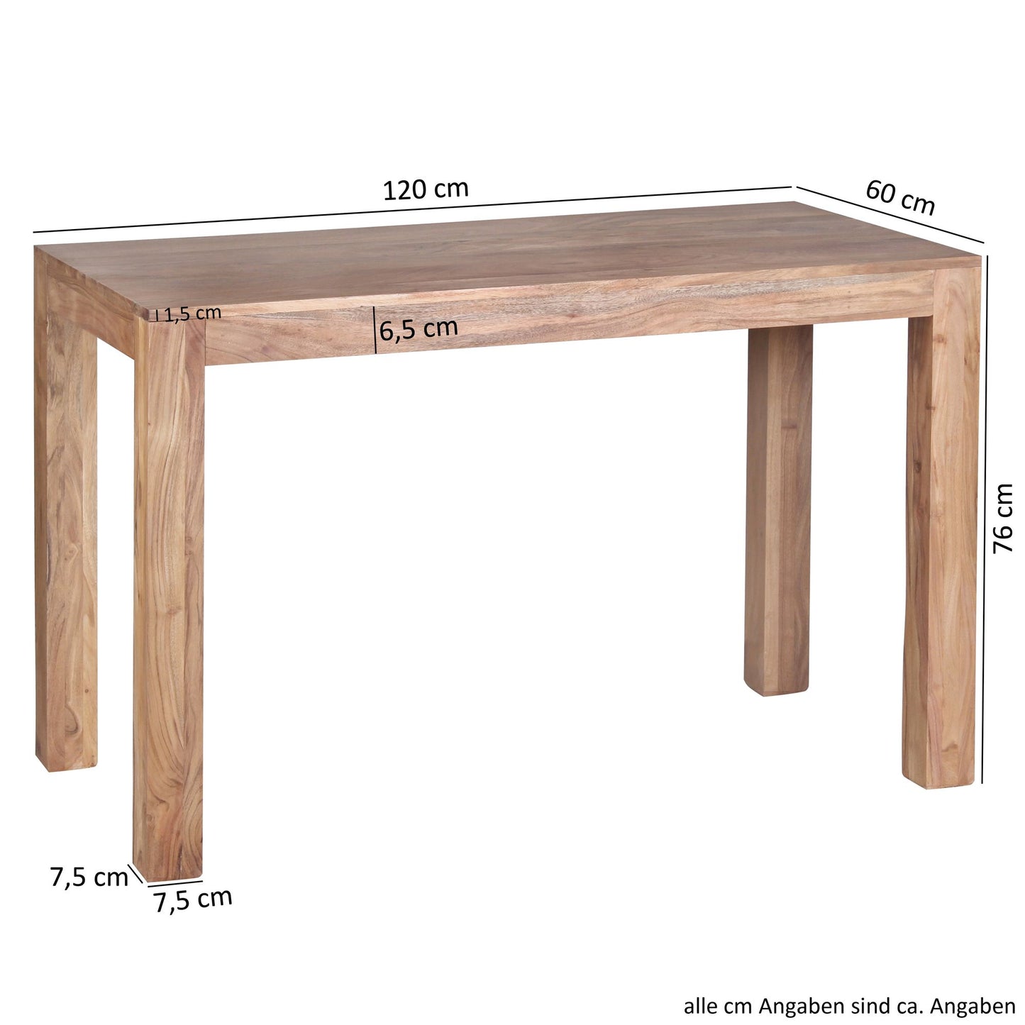 Esstisch Massivholz MUMBAI Akazie 120 cm Esszimmer Tisch Holztisch Design Kuechentisch Landhaus Stil dunkel braun