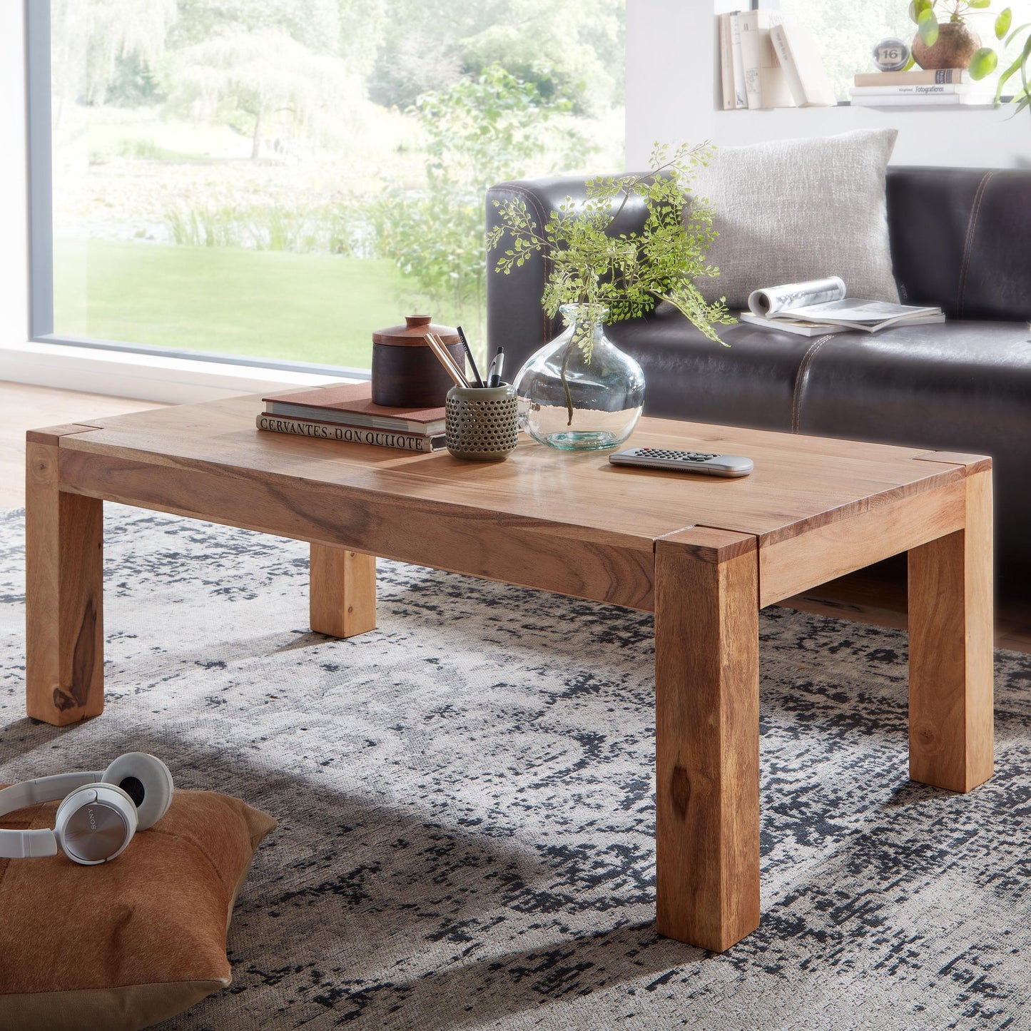 Couchtisch MUMBAI Massiv Holz Akazie 110 cm breit Wohnzimmer Tisch Design Natur Produkt Landhaus Stil Beistelltisch