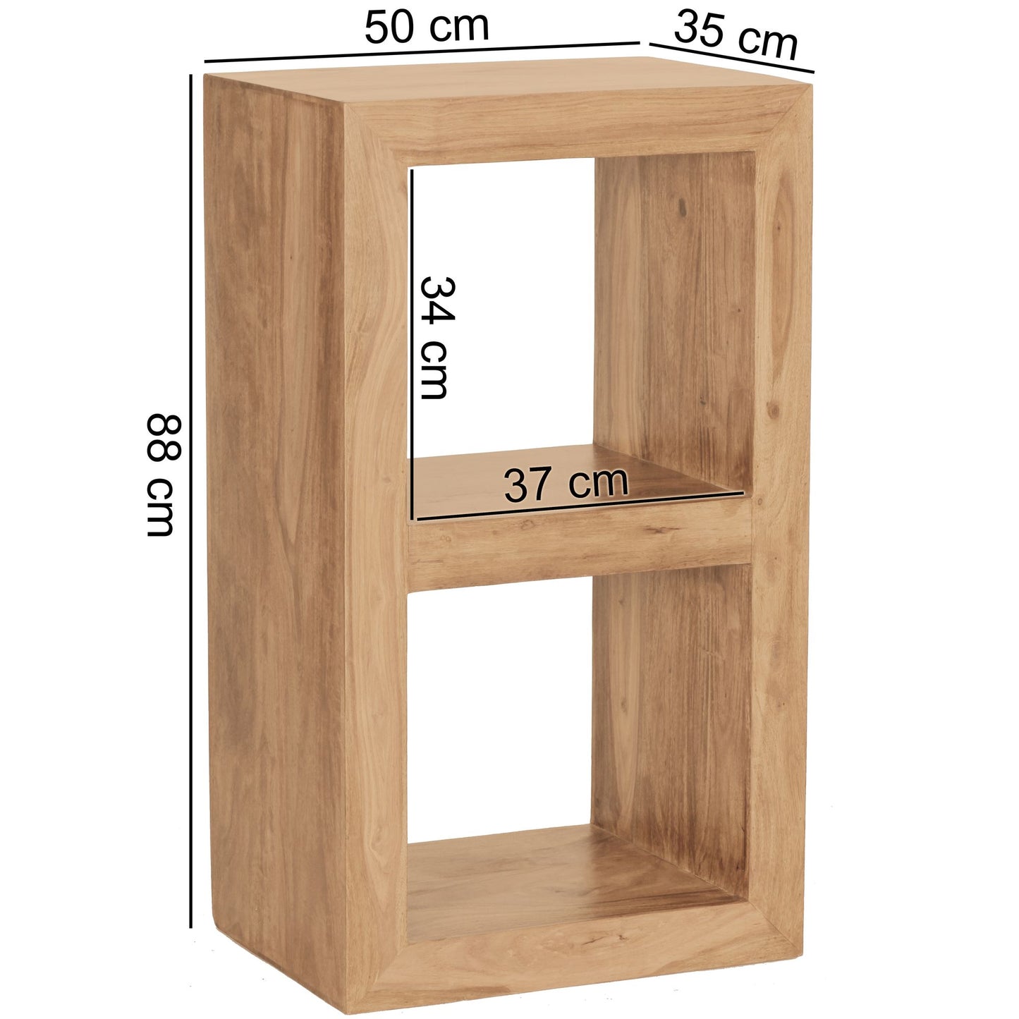 Standregal MUMBAI Massivholz Akazie 88 cm hoch 2 Boeden Design Holz Regal Naturprodukt Beistelltisch Landhaus Stil