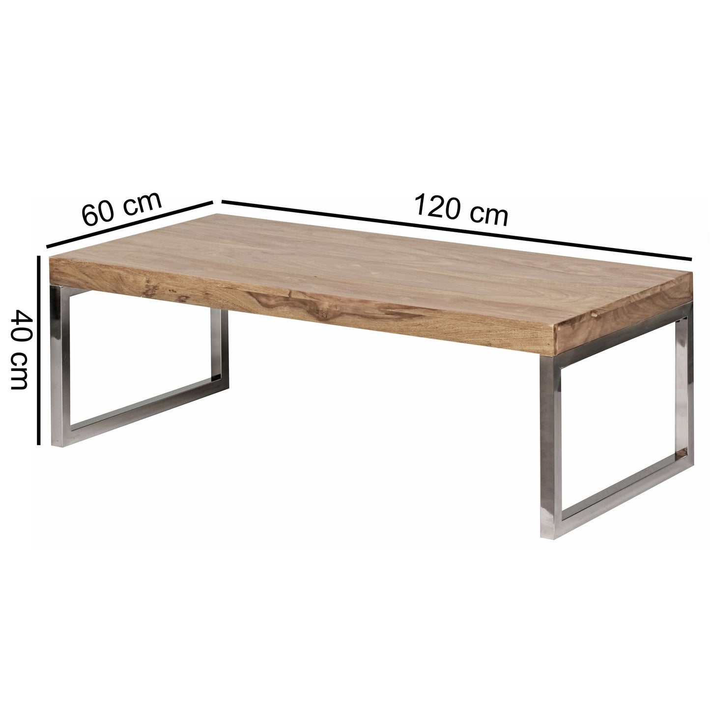 Couchtisch GUNA Massiv Holz Akazie 120 cm breit Wohnzimmer Tisch Design dunkel braun Landhaus Stil Beistelltisch