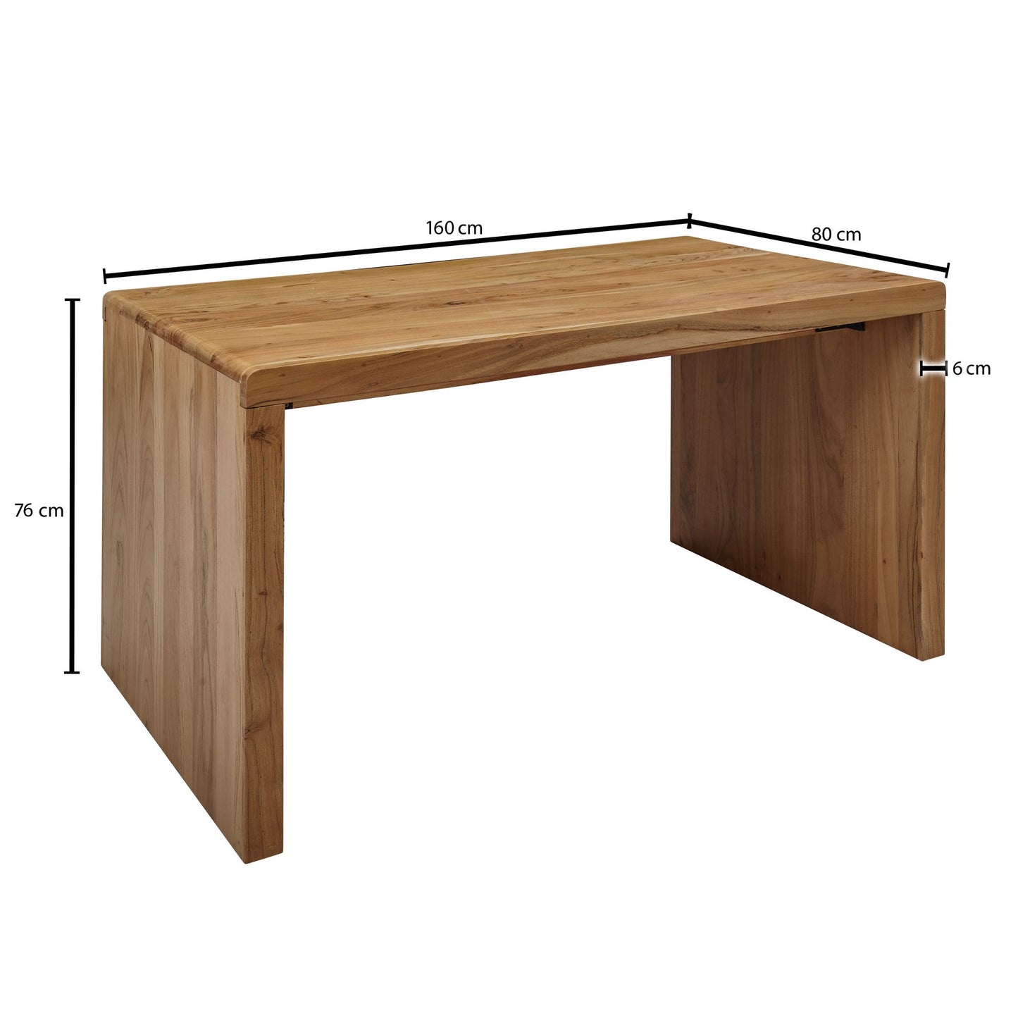 Schreibtisch BOHA Massiv Holz Akazie Computertisch 160 cm breit Echtholz Design Ablage Buero Tisch Landhaus Stil