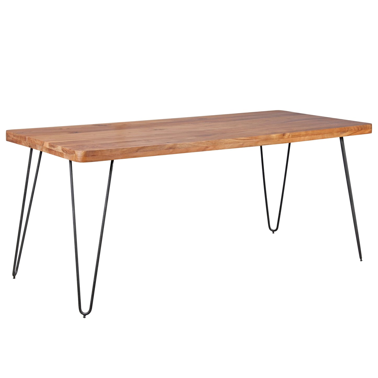 Esstisch BAGLI Massivholz Akazie 180 mal 76 mal 80 cm Esszimmertisch Kuechentisch modern Holztisch mit Metallbeinen braun Massivholzmoebel Echtholz