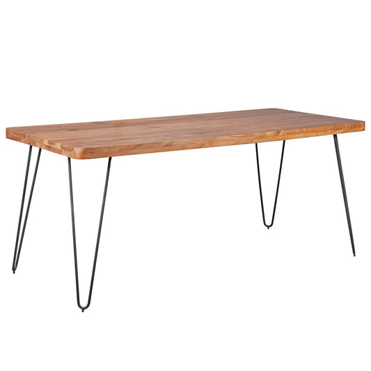 Esstisch BAGLI Massivholz Akazie 180 mal 76 mal 80 cm Esszimmertisch Kuechentisch modern Holztisch mit Metallbeinen braun Massivholzmoebel Echtholz