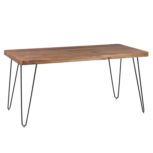 Esstisch BAGLI Massivholz Sheesham 160 cm Esszimmer Tisch Holztisch Metallbeine Kuechentisch Landhaus dunkel braun