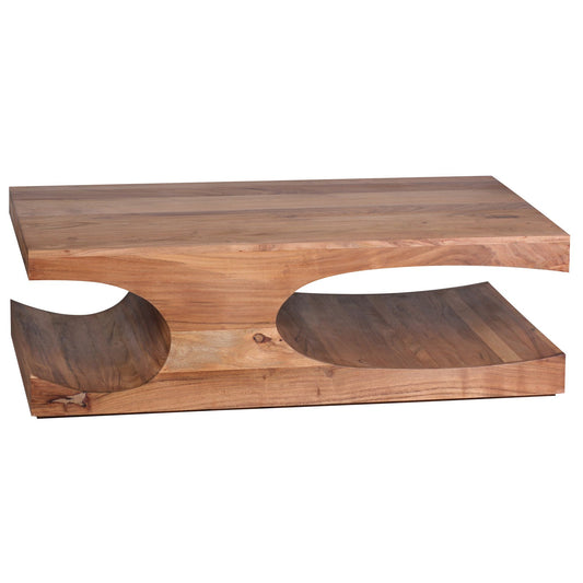 Couchtisch BOHA Massiv Holz Akazie 118 cm breit Wohnzimmer Tisch Design dunkel braun Landhaus Stil Beistelltisch