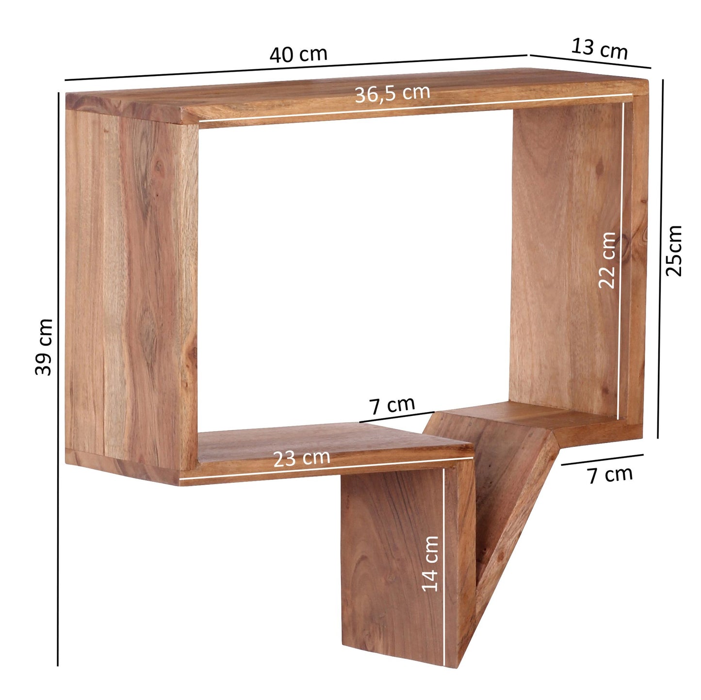 2er Set Wandregale MUMBAI Massivholz Akazie Holzregal Landhaus Stil Haengeregal Echt Holz Wandboard Natur Produkt